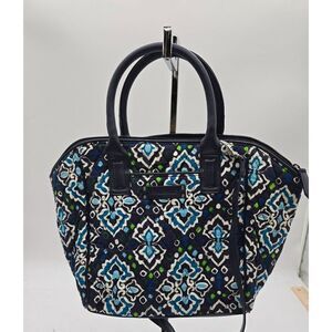 Vera Bradley Blue/Green/White Quilted Tote Bag With Handles & Zipper Closure